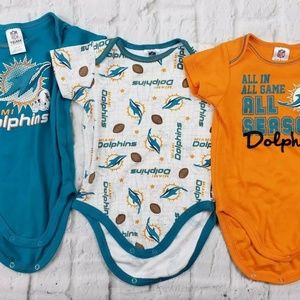 NFL Miami Dolphins 3 Unisex Bodysuits 3-6 Months